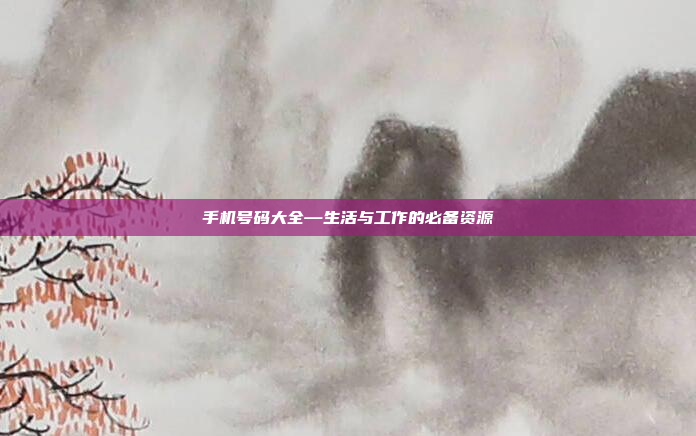 手机号码大全—生活与工作的必备资源