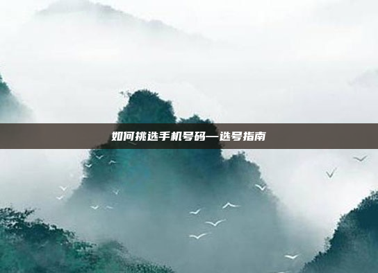 如何挑选手机号码—选号指南