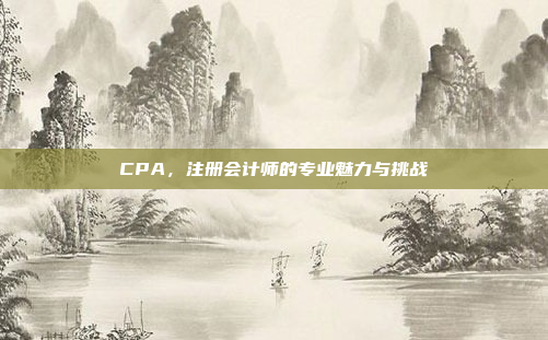 CPA,注册会计师的专业魅力与挑战