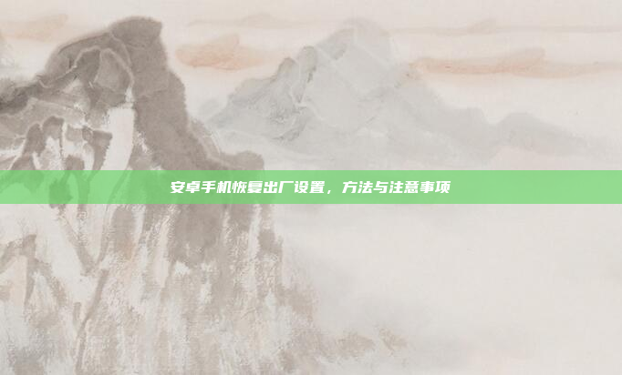 安卓手机恢复出厂设置,方法与注意事项