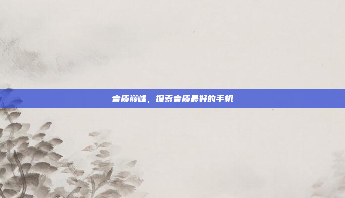 音质巅峰,探索音质最好的手机