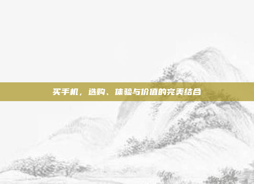 买手机,选购、体验与价值的完美结合