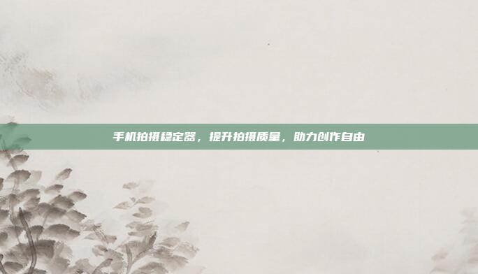 手机拍摄稳定器,提升拍摄质量,助力创作自由