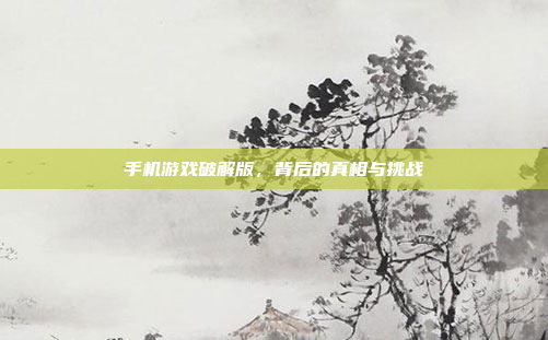 手机游戏破解版,背后的真相与挑战