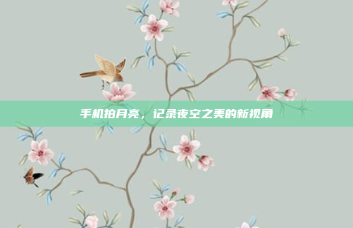 手机拍月亮，记录夜空之美的新视角