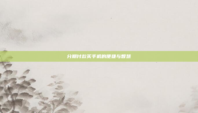 分期付款买手机的便捷与智慧