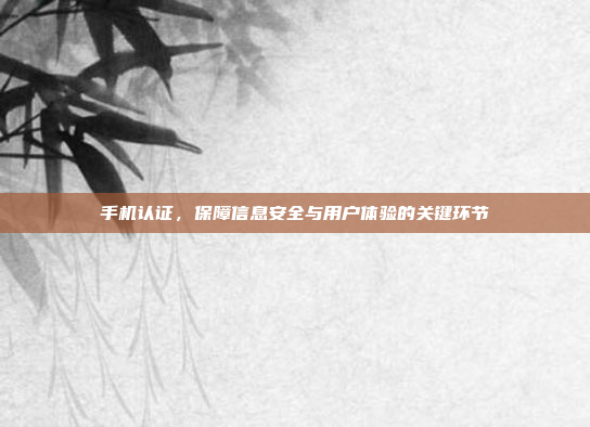手机认证,保障信息安全与用户体验的关键环节