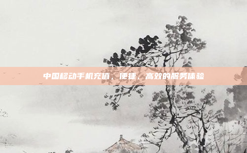 中国移动手机充值,便捷、高效的服务体验