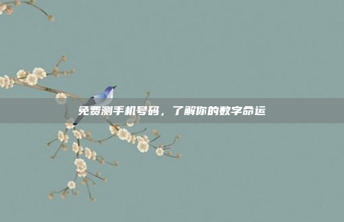 免费测手机号码，了解你的数字命运