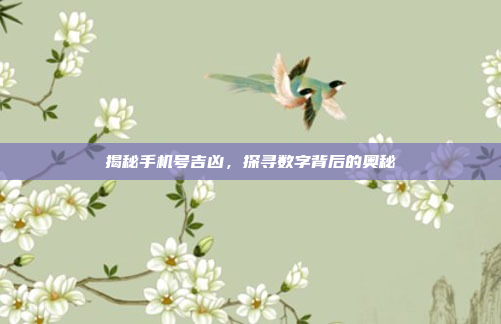 揭秘手机号吉凶，探寻数字背后的奥秘