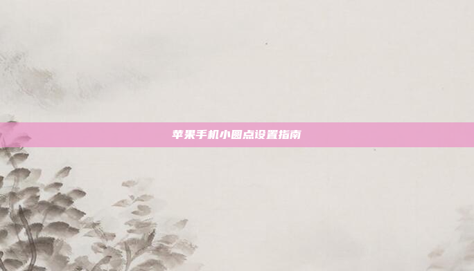 苹果手机小圆点设置指南
