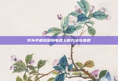 华为手机投屏到电视上的方法与步骤