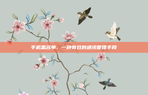 手机黑名单,一种有效的通讯管理手段