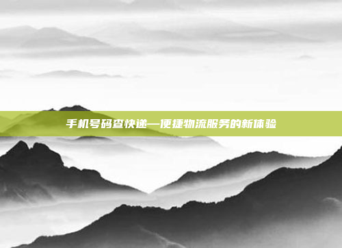 手机号码查快递—便捷物流服务的新体验