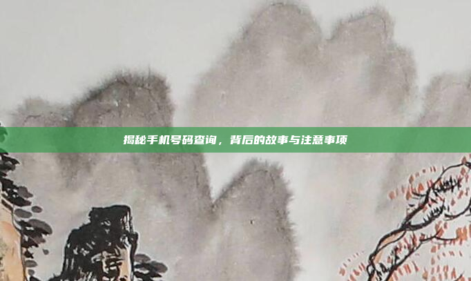 揭秘手机号码查询,背后的故事与注意事项