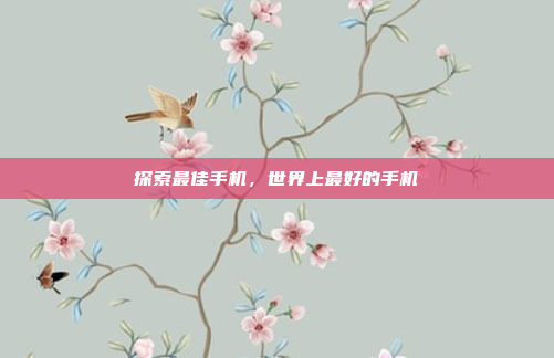 探索最佳手机,世界上最好的手机