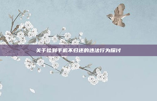 关于捡到手机不归还的违法行为探讨