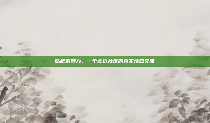 贴吧的魅力,一个虚拟社区的真实情感交流