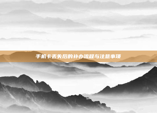 手机卡丢失后的补办流程与注意事项