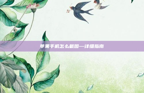 苹果手机怎么截图—详细指南