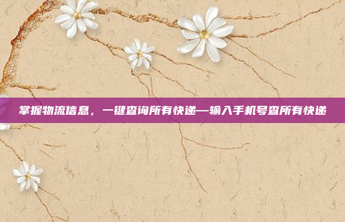 掌握物流信息,一键查询所有快递—输入手机号查所有快递