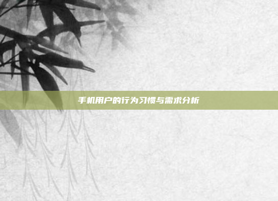 手机用户的行为习惯与需求分析