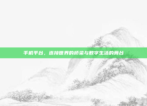 手机平台,连接世界的桥梁与数字生活的舞台