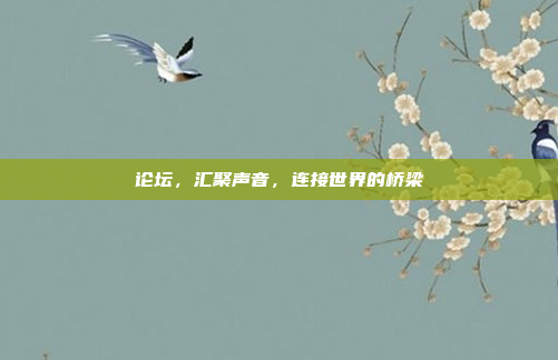 论坛,汇聚声音,连接世界的桥梁