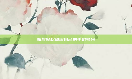 如何轻松查询自己的手机号码