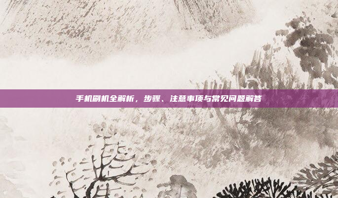 手机刷机全解析,步骤、注意事项与常见问题解答