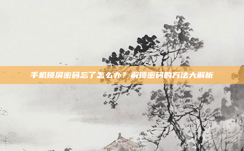 手机锁屏密码忘了怎么办?解锁密码的方法大解析