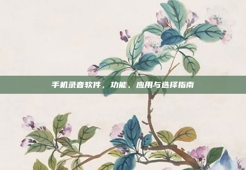 手机录音软件,功能、应用与选择指南