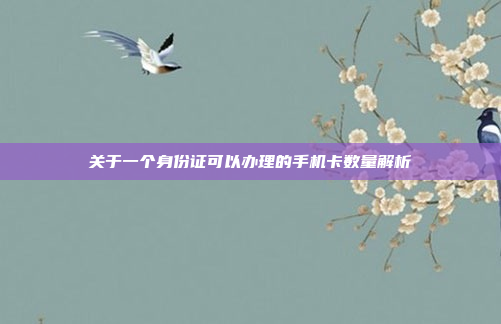 关于一个身份证可以办理的手机卡数量解析