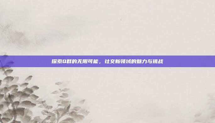 探索Q群的无限可能,社交新领域的魅力与挑战