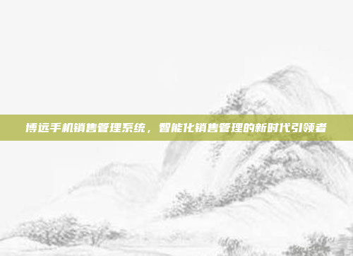 博远手机销售管理系统，智能化销售管理的新时代引领者