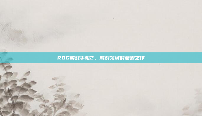 ROG游戏手机2,游戏领域的巅峰之作