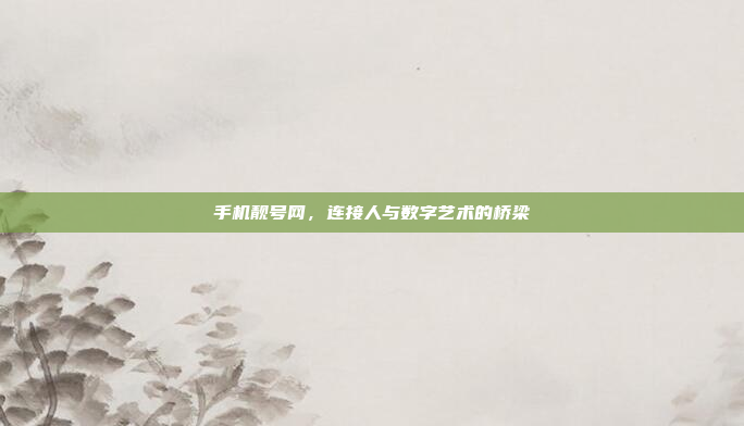 手机靓号网,连接人与数字艺术的桥梁